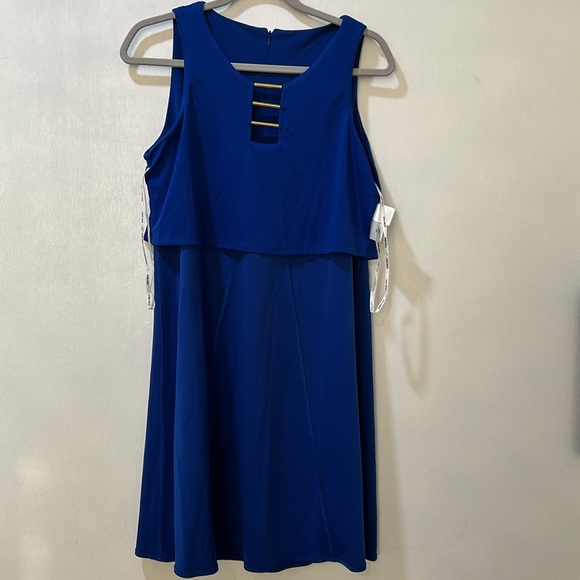 NINE WEST WOMENS MIDI DRESS SIZE 6 BLUE SLEEVELESS NEW - Picture 3 of 11